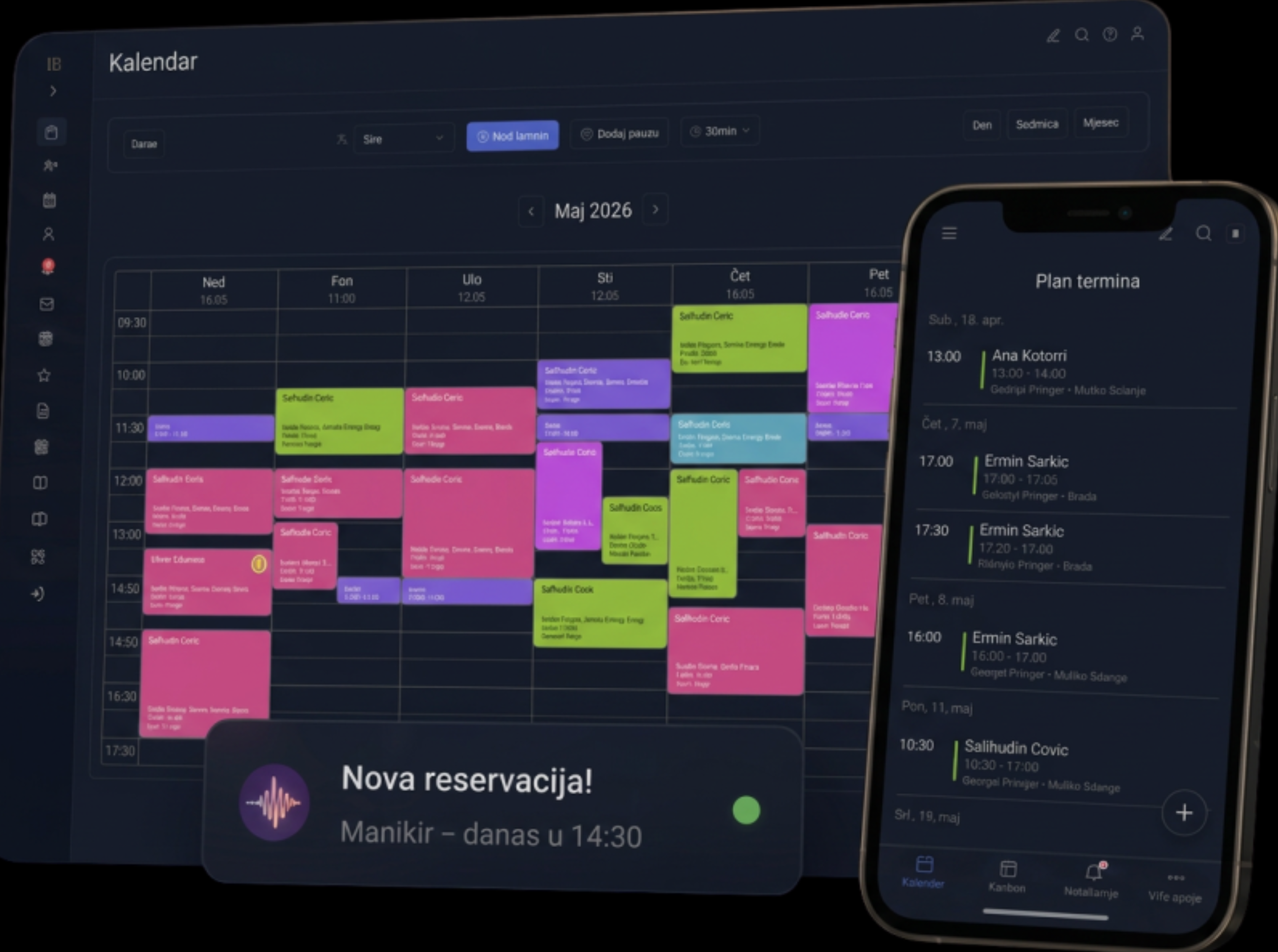 LuxyBook kalendar termina na tabletu i mobilna aplikacija Plan termina